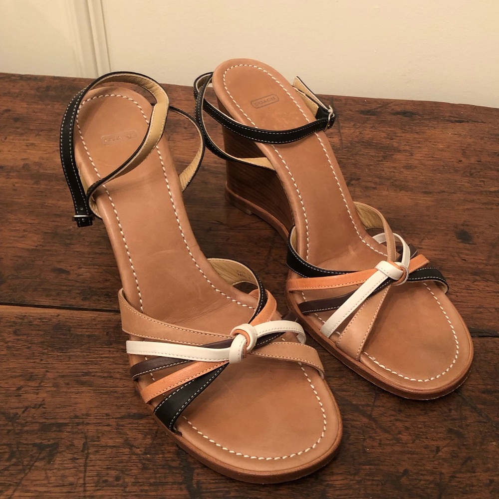 Coach size 8 brown wedge sandals